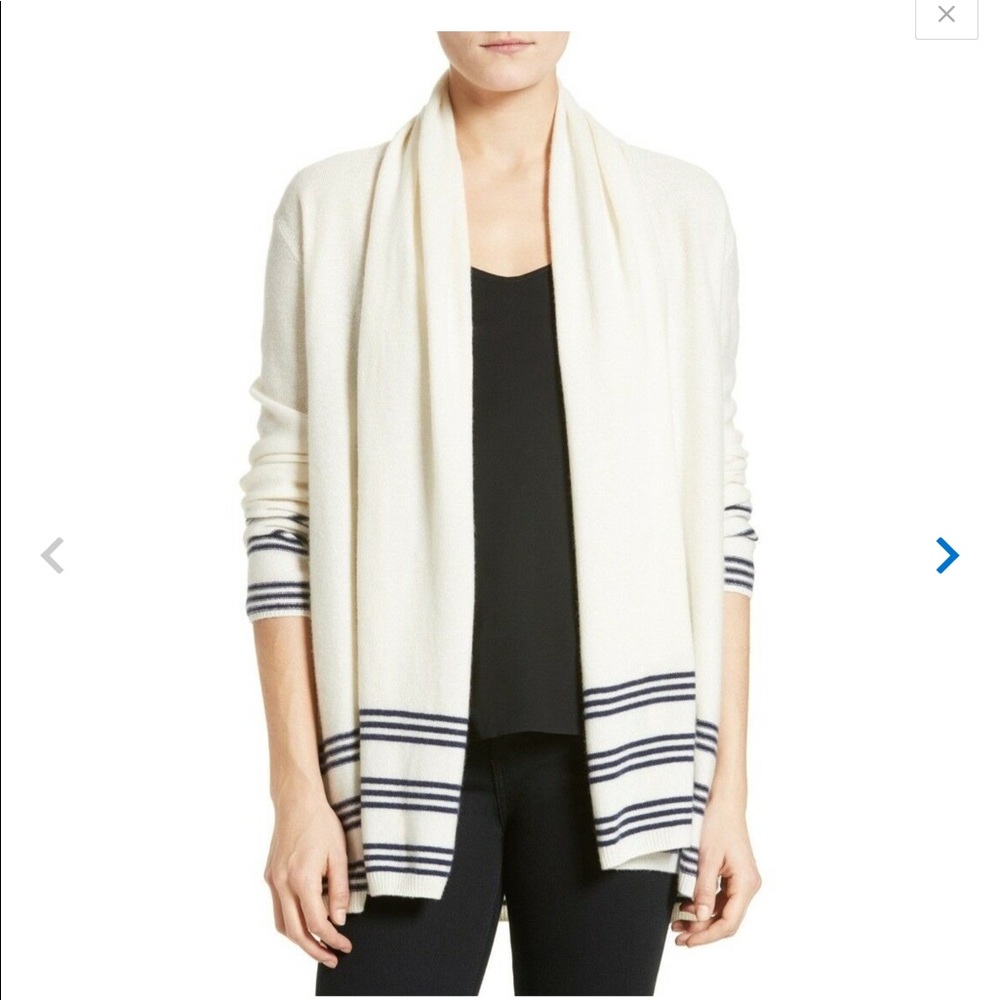 Joie Margaux Draped Stripe trimmed Cardigan